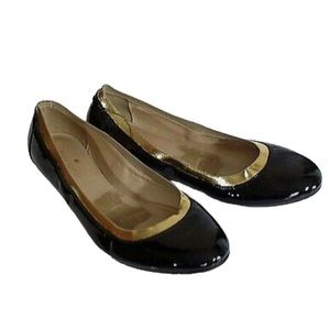 KATE SPADE Slip-on Patent Leather w/ Gold band Flats Size 10, worn once.